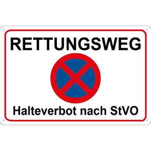 vianmo Blechschild Wandschild Metallschild 20x30 cm - Rettungsweg Halteverbot nach StVO