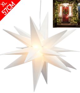XL 3D Leuchtstern Ø57cm inkl. warm-weißer LED Beleuchtung | Weihnachtsstern Advent Stern Deko beleuchtet | für Innen und Außen geeignet | mit Timerfunktion | Weiß