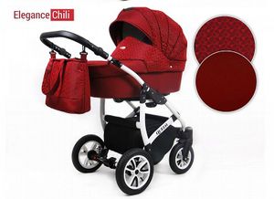 Kinderwagen Queen Alu,- 3in1 Set Wanne Buggy Babyschale Autositz mit Zubehör chili