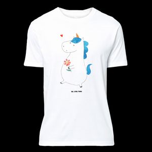 Mr. & Mrs. Panda Größe L T-Shirt Einhorn Spaziergang - Weiß - Geschenk, Party, Glitzer, Tshirt, Unicorn, Schwester, Einhörner, Einhorn Deko, Schlafshirt, Freude, Jubiläum