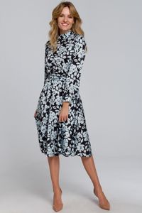 Makover Midikleid für Frauen Igelon K084 schwarz blau XL