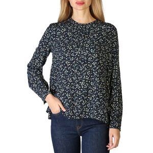 Tommy Hilfiger Damen Bluse Hemd Tunika mit Rundhalsausschnitt, Größe:32, Farbe:Blau-marine,grün