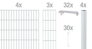 Alberts Cluster Gabionenzauset Einbetonieren Steinkorb Höhe 80-180cm Länge 2-10m, Farbe:feuerverzinkt, Zaun-Länge:4 m, Zaun-Höhe:100 cm