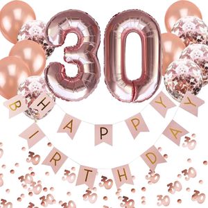 Oblique Unique 30. Geburtstag Party Deko Set - Girlande + Zahl 30 Ballons + Konfetti Luftballon Set + Konfetti