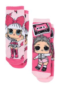 L.O.L. Surprise! Kinder Mädchen Socken 2 Paar Set Gumminoppen Stopper-Socken Strümpfe , Größe:23/26