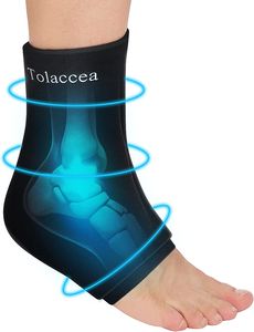 Tolaccea Knöchel-Fuß-Kühlpads für Verletzungen, wiederverwendbare Gel-Kühlpackung mit Wärme- und Kältekompressionstherapie für Achillessehnenentzündung Plantarfasziitis Ferse Eisbeutel (Schwarz L)