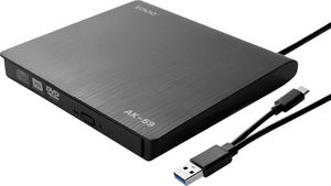 SAVIO AK-59 Externer Slim CD/DVD-Recorder R/RW - USB-C/USB-A, schwarz