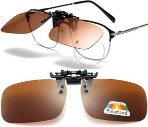GKA polarisierte Aufsatz Clip on braun Überbrille für Brillenträger Sonnenbrillenaufsatz 100% UV klappbar Sonnenbrillen Aufsatz  Sonnenbrillenaufsatz