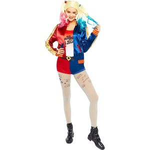 Harley Quinn - "Daddy's Lil Monster" Kostüm - Mädchen SG33095 (134-140) (Blau/Rot)