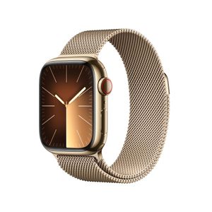 Apple Watch Series 9 Edelstahl 41 mm GPS+ Cellular Gold Milanaise Armband