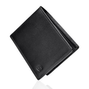 SERASAR | Kožená Peněženka [Space] z Leather | Barva: Černá | Délka: 12.5cm