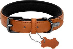 Lederhalsband für mittlere und große Rassen, bava schwarz, Größe M 33 - 40cm