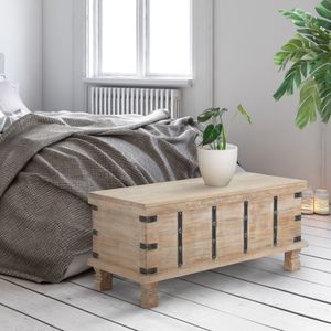 WOMO-DESIGN Couchtisch mit Stauraum und Deckel, 100x44x50 cm, Natur/Weiß