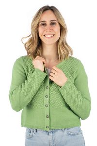 OS Trachten Damen Strickjacke Trachtenjacke Cardigan mit Rundhalsausschnitt Swoyar, Größe:38, Farbe:khaki/schlamm