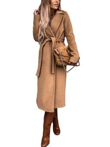 Frauen Winter Warme Dicke Windbreaker Mantel mit Gürtel Wolle Frauen Freizeit Einfarbige Windbreaker, Farbe: Khaki, Größe: Xl