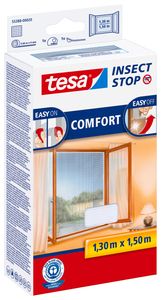 tesa Fliegengitter Comfort Insektenschutz Fenster ohne Bohren weiß 1,3 x 1,5 m