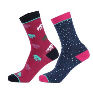 Aubrion - Socken für Kinder (2er-Pack) ER1640 (Einheitsgröße) (Pink/Blau/Schwarz)