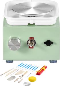 SucceBuy Mini-Töpferscheibe, 0–320 U/min, einstellbare Geschwindigkeit, abnehmbare Beckenformmaschine, 2,56 Zoll/3,94 Zoll, 2 Drehteller, elektrische Keramik-Radmaschine, 18-teiliges Zubehör.