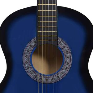 vidaXL Klassikgitarre für Anfänger mit Tasche Blau 3/4 36"