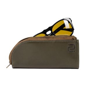 NEGOTIA - Delta Glasses Case Leather - puzdro na slnečné okuliare na zips - Puzdro na okuliare pre 2 páry okuliarov - Puzdro na okuliare - Obal na okuliare - Green