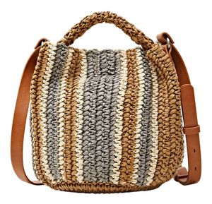 ESPRIT Umhängetasche Drew Woven Straw Crossbody Bag Caramel mehrfarbig