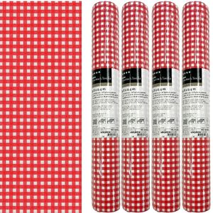 3-IN-1 ROLL Tischläufer und Tischsets Airlaid – Vichy Rot/Weiß kariert – 40 x 480 cm – 4 Rollen