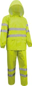 Arbeitsjacke Regenjacke + Regenhose Warnschutz-Regenanzug, Gelb Größe XXL