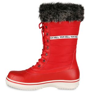VAN HILL Warm Gefütterte Damen Stiefeletten Winterboots Stiefel Schuhe 838030, Farbe: Rot, Größe: 39
