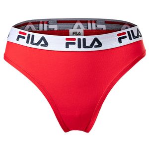 FILA Damen Brazilian Slip - Panty, Logo-Bund, Cotton Stretch, einfarbig, XS-XL Rot S