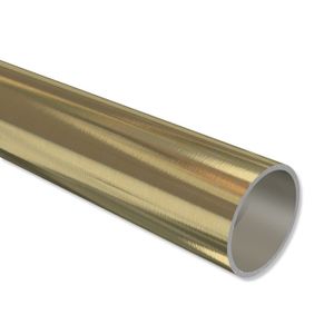 Interdeco Metallrohr 20 mm Ø, Rohr für Gardinenstangen, Messing-Optik, 120 cm