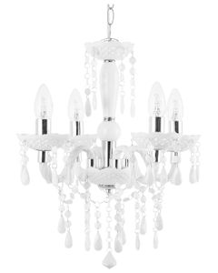 BELIANI Kronleuchter Weiß Metall 4-flammig mit Kristallen venezianischer Glamour Stil