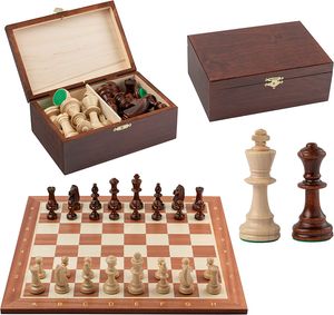 Master of Chess Professionelles Turnier Nr. 5 Schachspiel-Set aus Holz, 48 cm, Schachbrett und Staunton Nr. 5 Schachfiguren