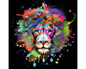 Glasbild Colorful Lion Head III 20x20 cm