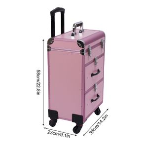 Kosmetický kufřík na kolečkách Kosmetický kufřík na kolečkách se zámky (růžový)