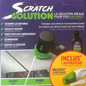 Scratch Solution - 7-teiliges Set - Kratzerentferner, Felgenreinigung, Politur, inkl. Autostaubsauger