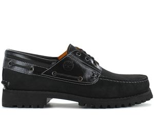Timberland Authentics 3-Eye Classic Lug Boat Shoes - Herren Loafers Bootsschuhe Schuhe Leder Schwarz TB0A2A2C001 , Größe: EU 42 US 8.5
