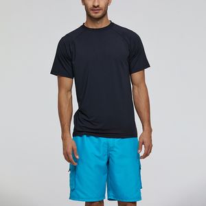 Herren Kurzarm Shirt Tauchen Surfen Bademode UV-Schutz Badeanzug Tops Strandkleidung,Farbe:Schwarz,Größe:XL