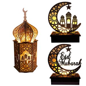 3 Stück Ramadan Laterne LED Holz Mond Sterne Lichtdekoration Ramadan Eid Mubarak Home Decor Craft Ramadan Dekoration,