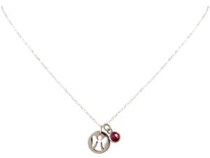 Damen Halskette Anhänger Engel Schutzengel 925 Silber Rubin Rot 13 cm