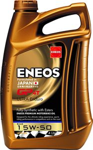 ENEOS Motocyklový olej 15W50 "GP4T Ultra Enduro" 4L - Štvortaktný motorový olej - plne syntetický motorový olej pre japonské motocykle - komplexná ochrana motora - znížená spotreba paliva