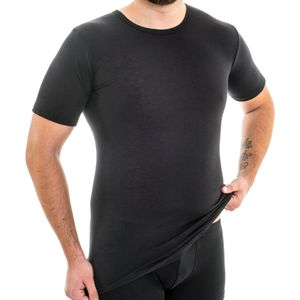 HERMKO 3847 Herren extralanges kurzarm Shirt (+10cm) Unterhemd mit 1/4 Arm aus 100% Baumwolle (Feinripp), Größe:D 10 = EU 4XL, Farbe:schwarz