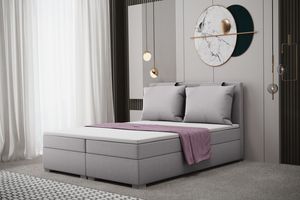 Skriňová posteľ s podnožou a matracom, posteľ do spálne -TERAMO- 120 cm x 200 cm Sivá