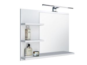 Badspiegel mit Ablagen Weiß mit LED Beleuchtung Badezimmer Spiegel Wandspiegel, L