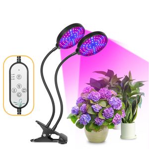 30W LED Pflanzenlampe Pflanzenlicht Full Spectrum 2 Köpfe Zimmerpflanzen Wachstumslampe Grow Lampe mit Timer
