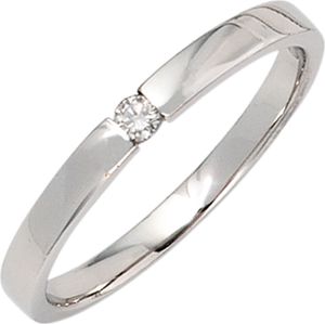Solitär Ring Damenring mit Diamant Brillant schlicht 585 Gold Weißgold