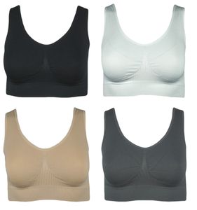 J-Line 4er Damen Komfort Bustier Schlaf BH ohne Bügel nahtlos Soft Bra Bralette;Anthrazit,XL