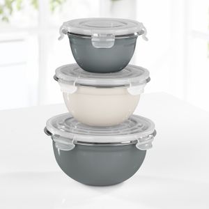 3 Edelstahl Schüssel Klick-It Deckel Küchenschüsseln Teig Schale Salat Set Neu