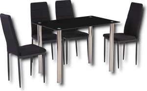 HOOZ Esstisch mit 4 Stühlen, Rechteckig Esszimmergruppe Esszimmertisch mit Stühlen, 5-teiliges Tisch und Stühle Set für Esszimmer Küche und Wohnzimmer, Schwarz Esstisch und schwarze Stühle