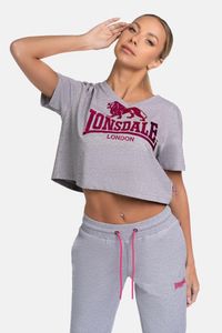 Frauen T-Shirt Cropped Oversize HEDDLE Marl Grey/Pink M Lonsdale