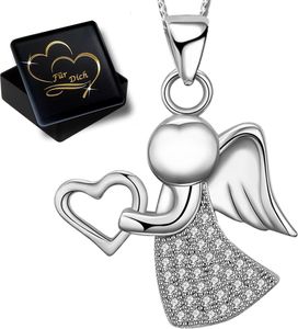 Damen Frauen Engel Halskette mit Anhänger echt 925 Sterling Silber K814+V11+45cm
